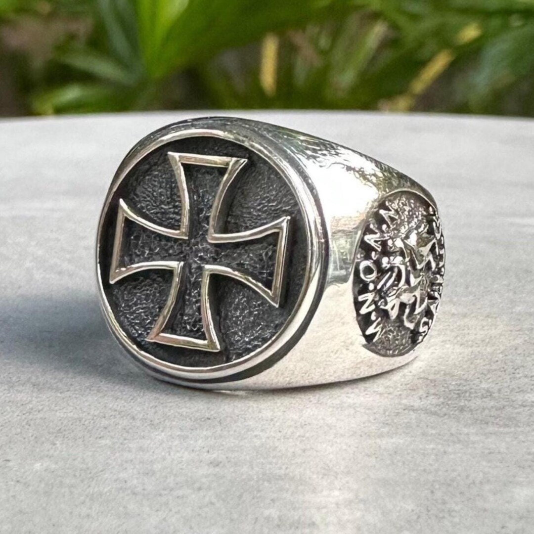 Handcrafted 925 Sterling Silver Templar Cross Ring Knight Templar Cross ...