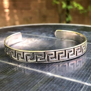 Handcrafted 925 Sterling Silver Greek Key Meander Infinity Square Bracelet Jewelry Accessories Gift VINTZ