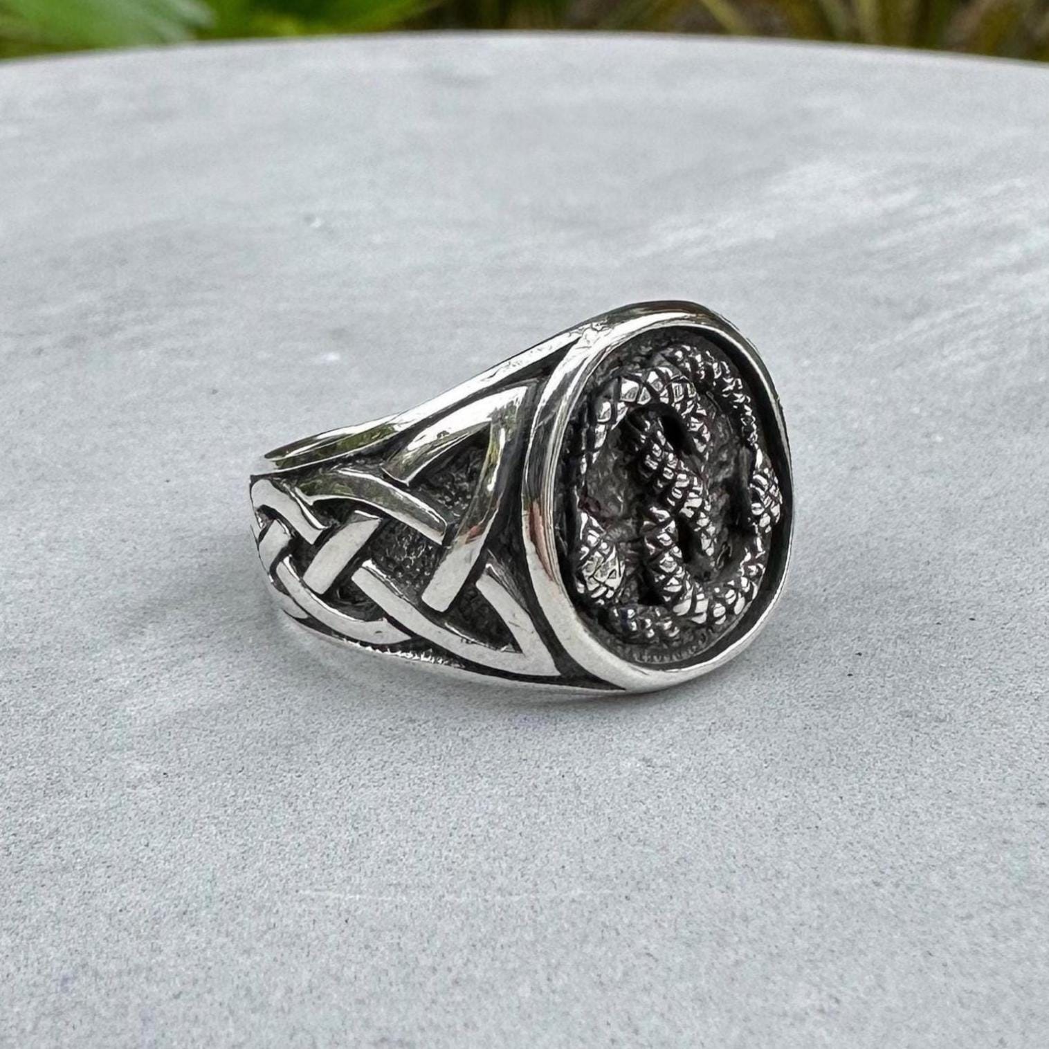 Handcrafted 925 Sterling Silver, Ouroboros Ring, Viking World