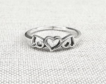 Handcrafted 925 Sterling Silver Love Heart Ring Women Fashion Valentine Jewelry Accessory Gift by VINTZ
