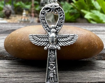 Handcrafted 925 Sterling Silver | Ankh Pendant | Egyptian Cross Amulet Necklace | Falcon Bird Jewelry | VINTZ