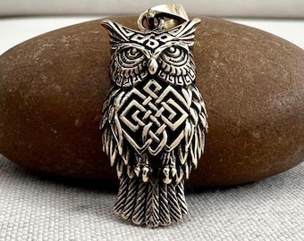 Handcrafted Brass Owl Bird Celtic Knot Pendant/Necklace Fashion Jewelry Accessories Gift by VINTZ