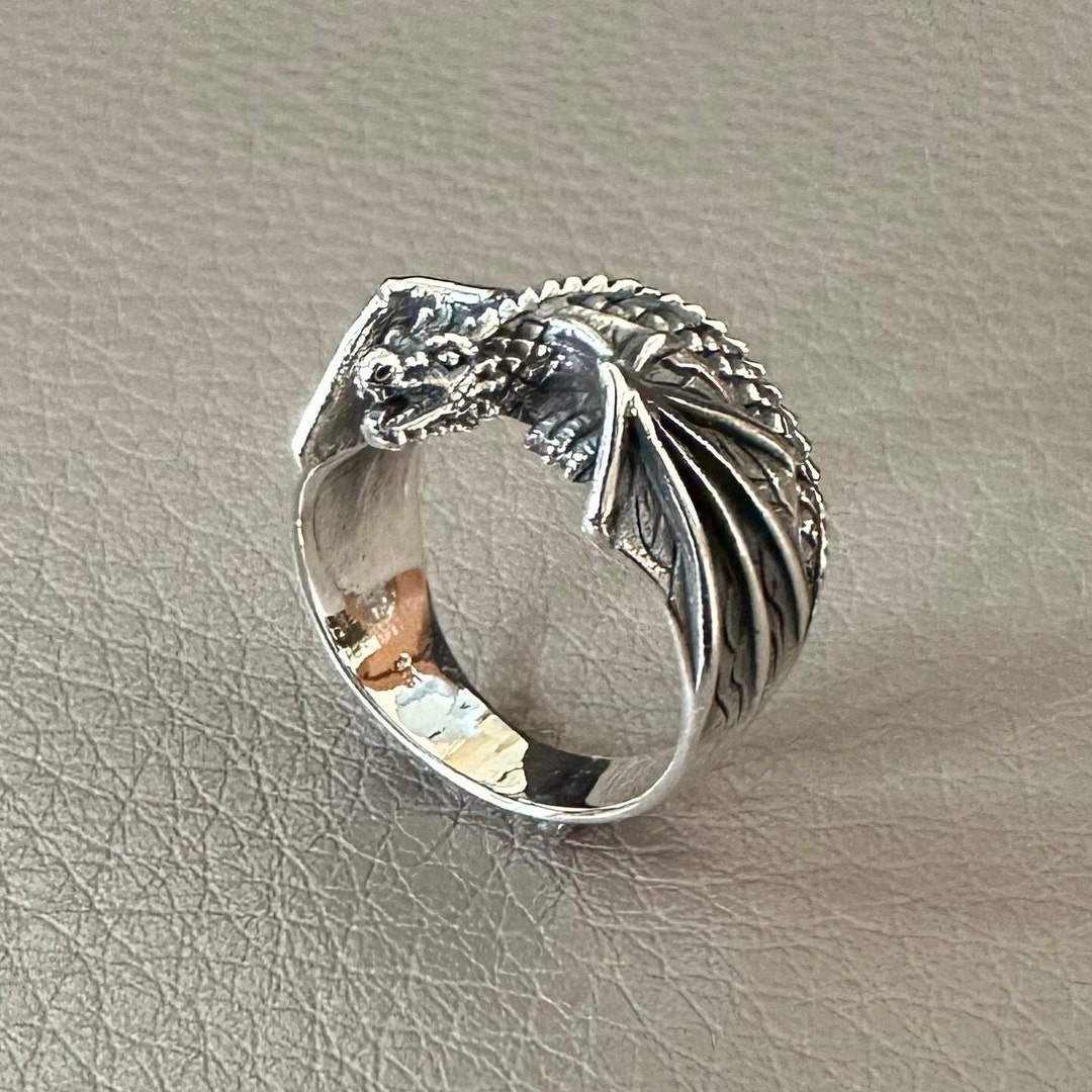 Handcrafted 925 Sterling Silver Dragon Ring Mythical Creature House of ...