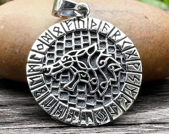 Handcrafted 925 Sterling Silver | Fenrir Pendant | Viking Wolf God Necklace | Norse Mythology Jewelry | VINTZ