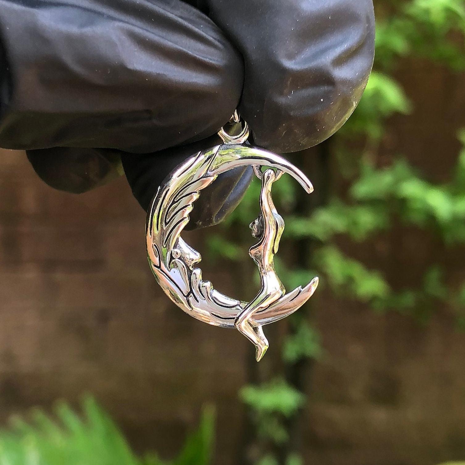 Handcrafted 925 Sterling Silver Moon Fairy Celtic Crescent Pendant ...