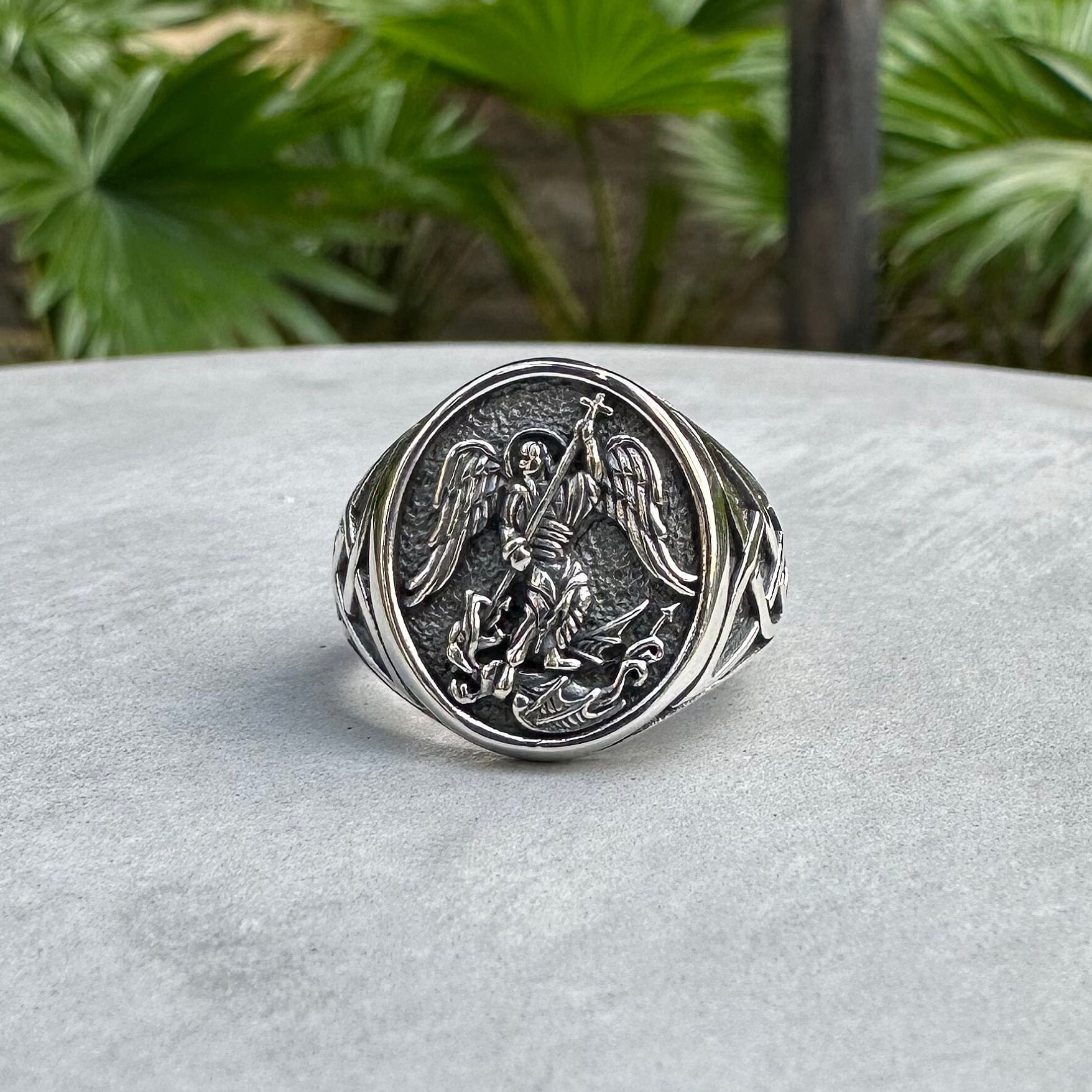 Anello San Michele Arcangelo in Metallo da Uomo