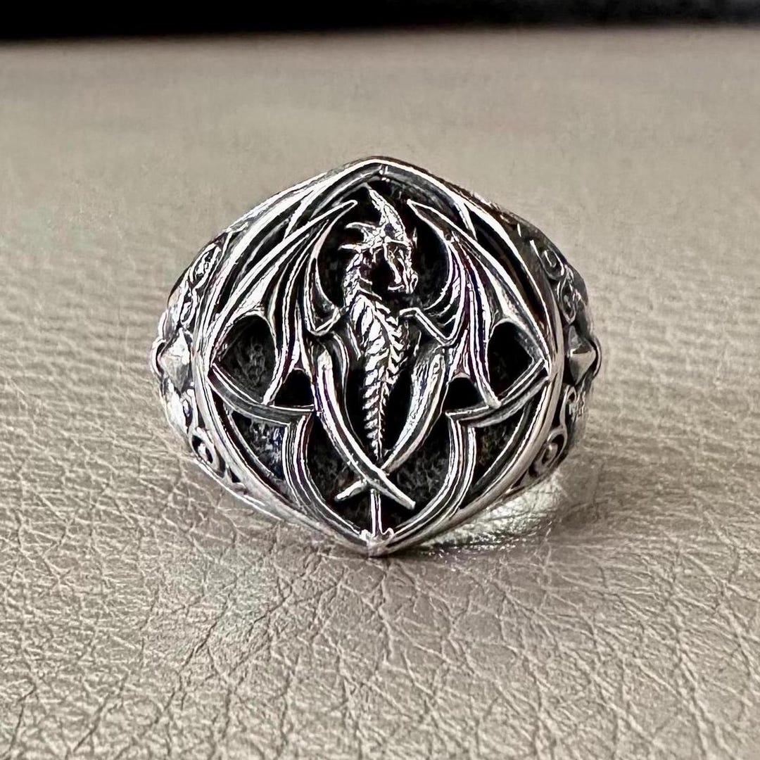 Handcrafted 925 Sterling Silver Dragon Ring Mythical Creature House of ...