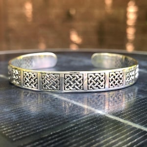 Handcrafted 925 Sterling Silver Celtic Square Knot Bracelet Viking Endless Infinity Knot Bracelet Silver Jewelry Accessories Gift by VINTZ