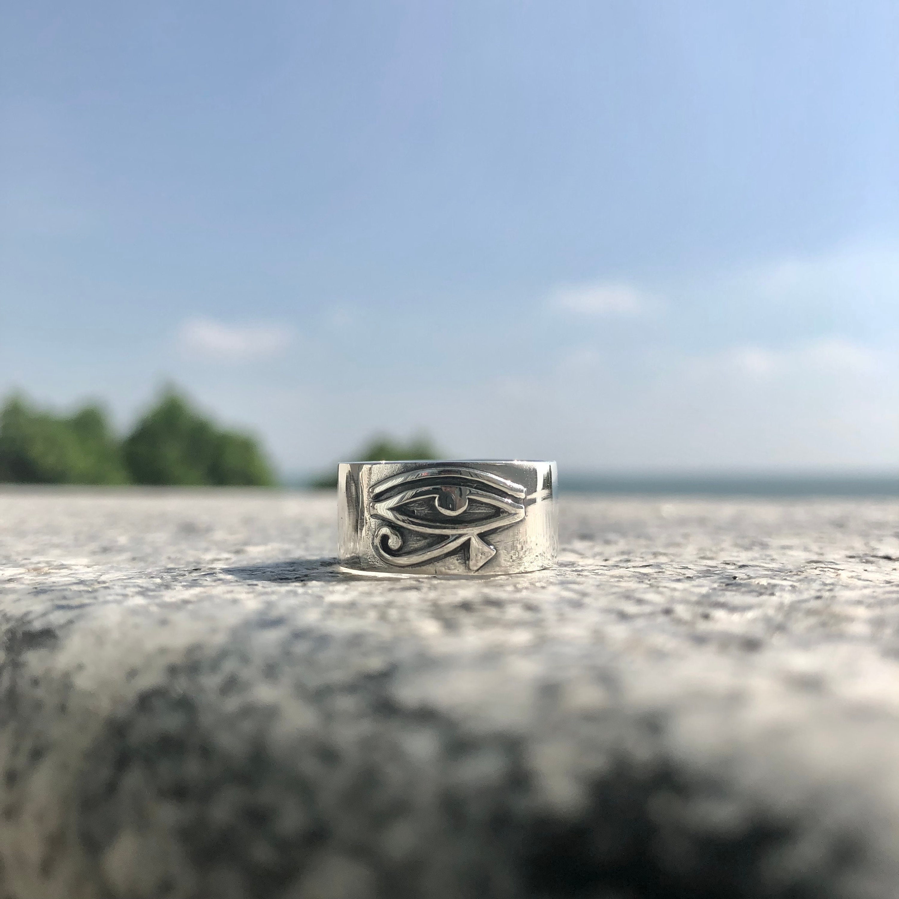 Bague Ankh En Argent 925 Avec œil D'Horus Bijou égyptien