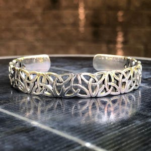 Handcrafted 925 Sterling Silver Triquetra Bracelet Viking Celtic Infinity Knot Norse Cuff Bracelet Silver Jewelry Accessories Gift by VINTZ