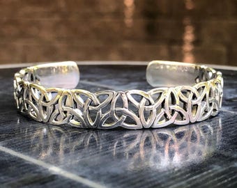 Handcrafted 925 Sterling Silver Triquetra Bracelet Viking Celtic Infinity Knot Norse Cuff Bracelet Silver Jewelry Accessories Gift by VINTZ
