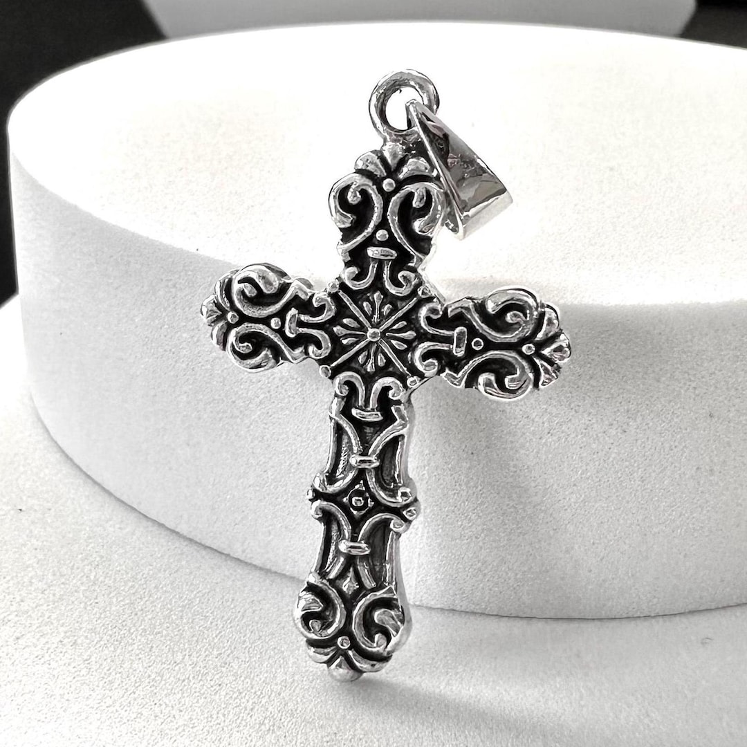 Handcrafted 925 Sterling Silver Cross Pendant Christian Jesus Christ ...