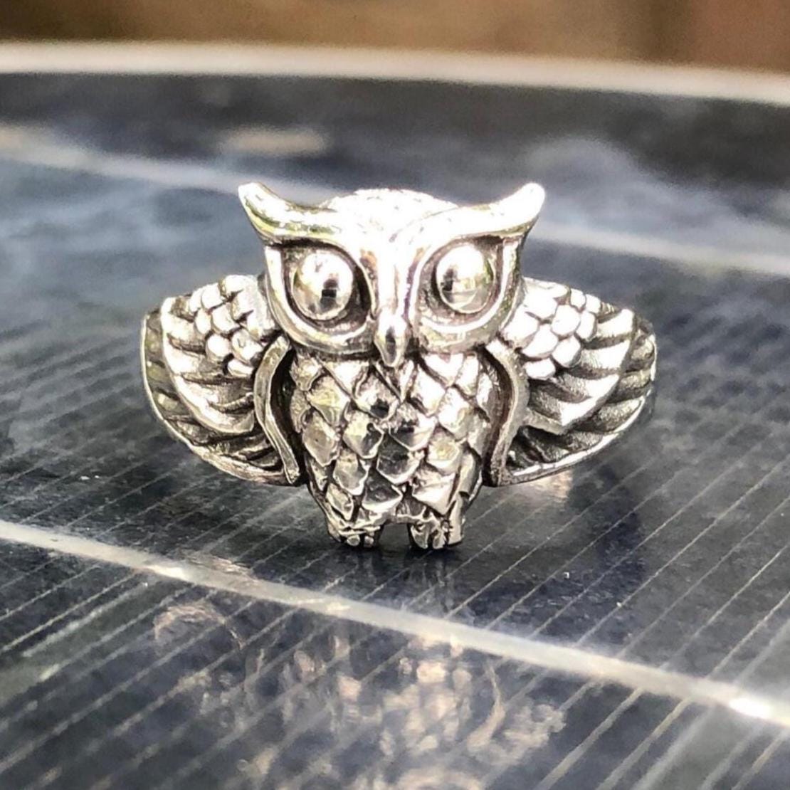 Handcrafted 925 Sterling Silver Owl Night Bird Women Ring Fashion Jewelry Accessories Gift VINTZ