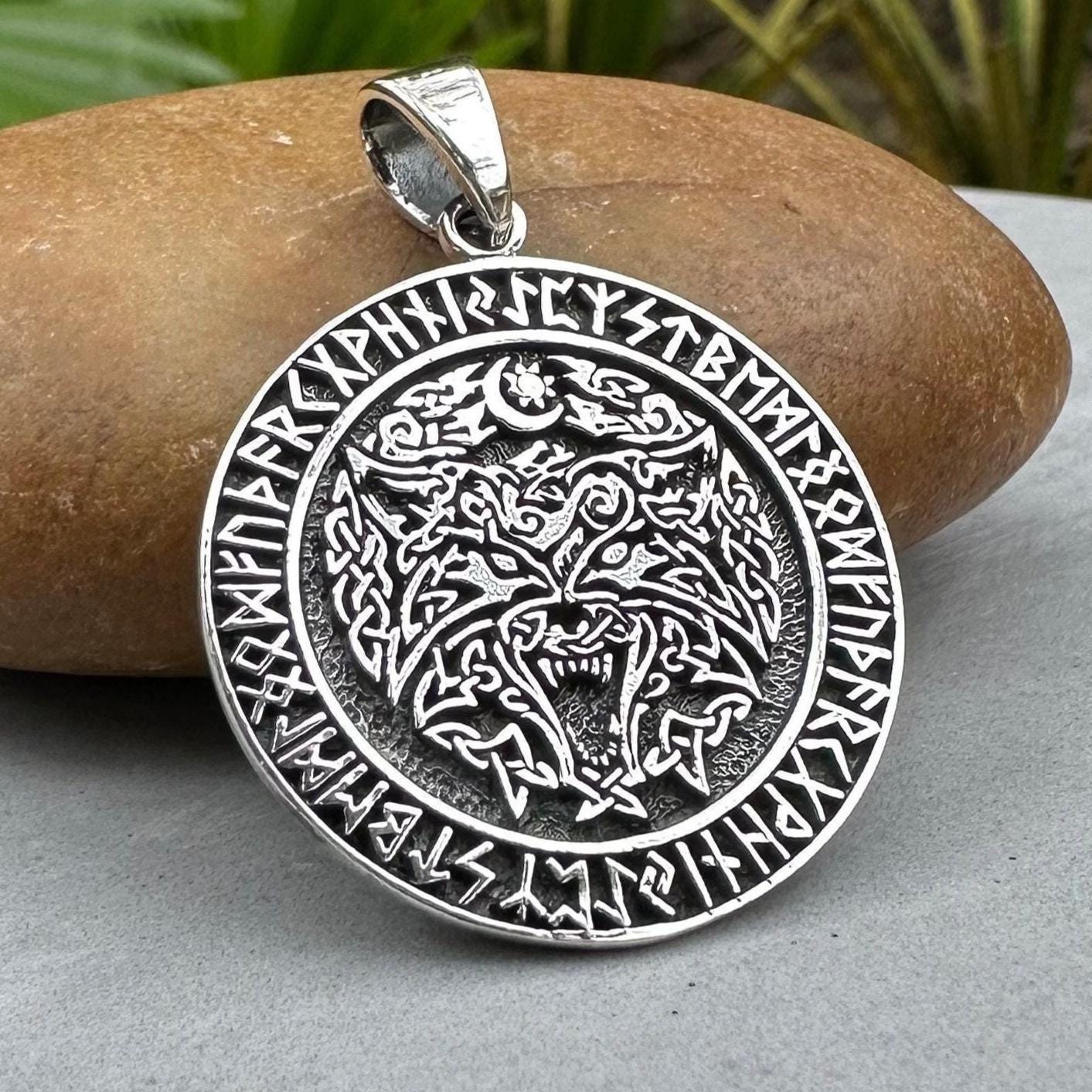 手作りバイキングウルフスターリングシルバー925ペンダント/ネックレス