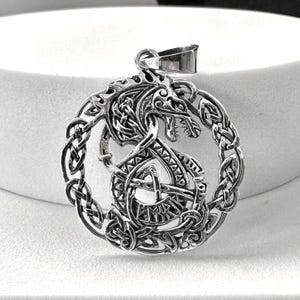 Handcrafted 925 Sterling Silver Dragon Pendant Mythical Monster Viking Celtic Dragon Pendant/Necklace Silver Jewelry Accessory Gift by VINTZ