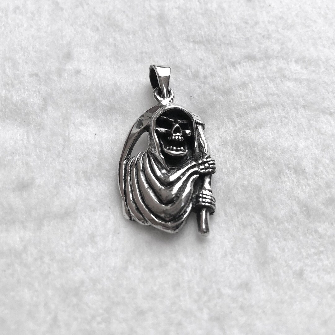 Halloween Grim Reaper Skeleton Sterling Silver 925 Pendant Handcrafted ...