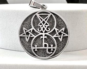 Handcrafted 925 Sterling Silver Lucifer Sigil Pendant Satanic Seal of Satan Wiccan Pendant/Necklace Silver Jewelry Accessories Gift by VINTZ