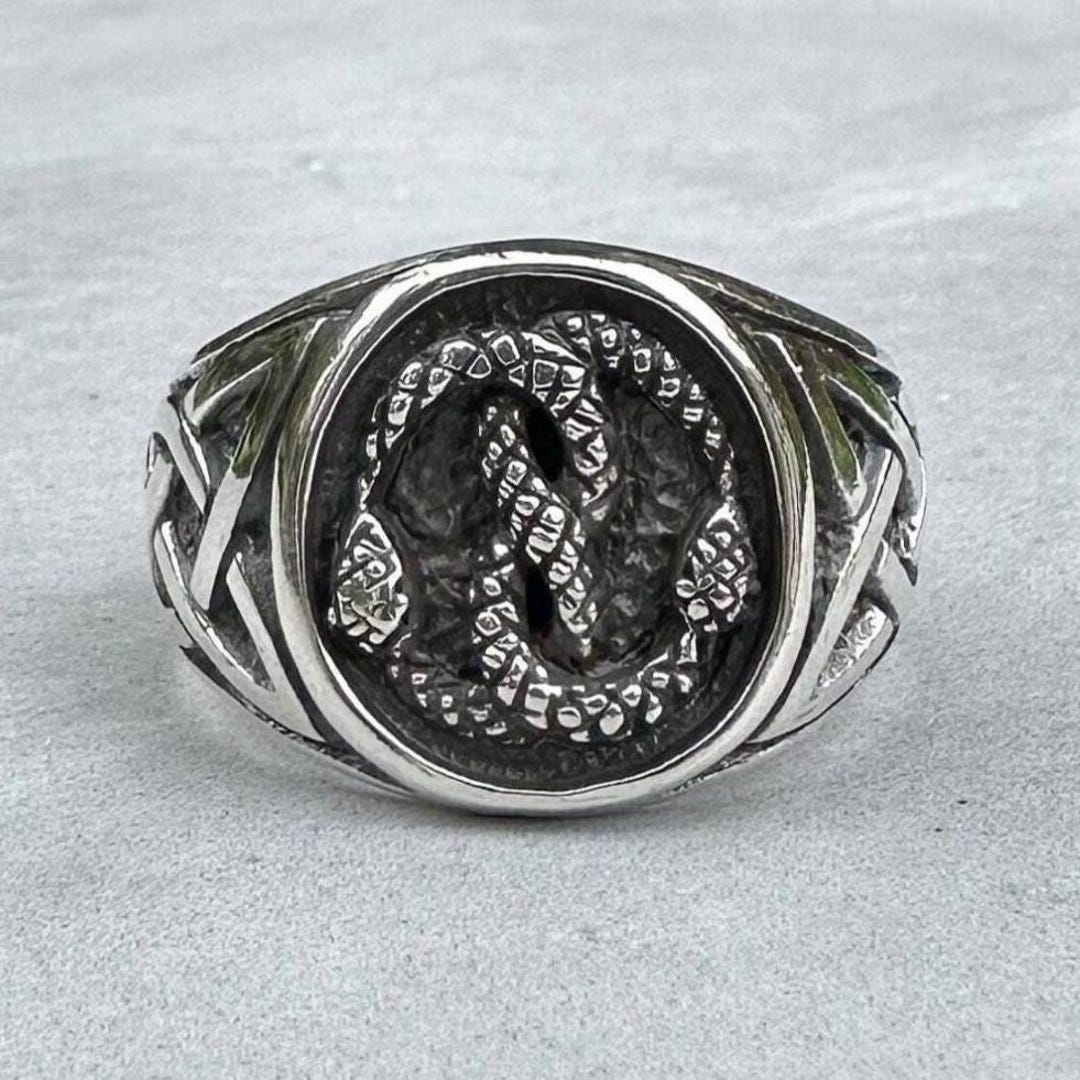 Handcrafted 925 Sterling Silver, Ouroboros Ring, Viking World