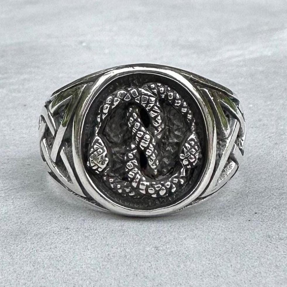Handcrafted 925 Sterling Silver, Ouroboros Ring, Viking World