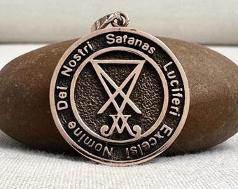Handcrafted Bronze | Lucifer Sigil Pendant | Satanic Seal Necklace | Grimorium Verum | Gothic Jewelry Accessory | VINTZ