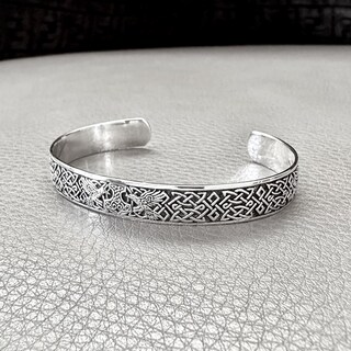 Treasure Bay Bracciale Rigido Donna Argento Sterling 925 Con Nodo Celtico - Gioiello Regolabile Unica Misura, Larghezza 10 Mm