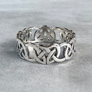 Handcrafted 925 Sterling Silver Celtic Knot Ring Eternal Love Celtic Knot Infinity Heart Knot Ring Silver Jewelry Accessories Gift by VINTZ