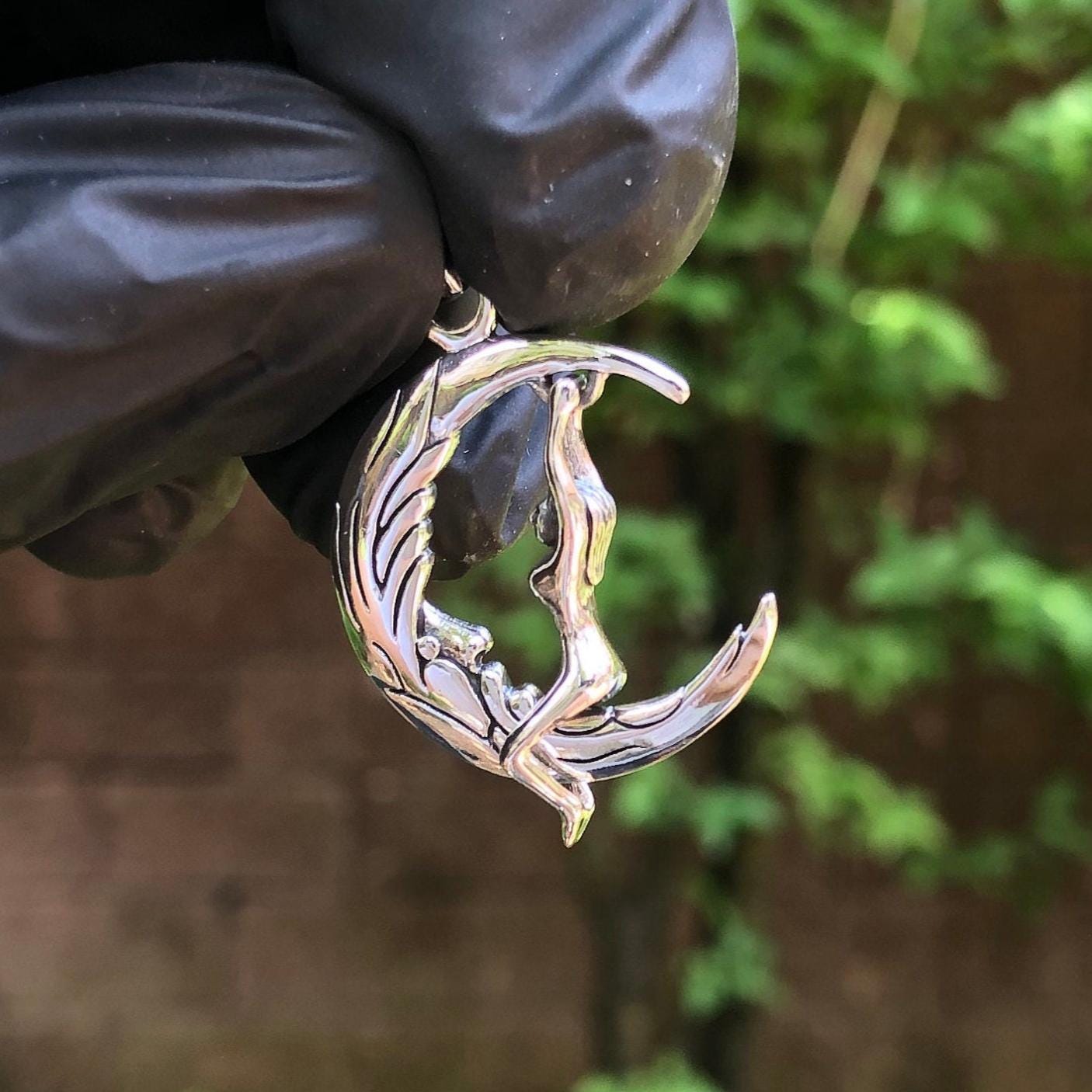 Handcrafted 925 Sterling Silver Moon Fairy Celtic Crescent Pendant ...