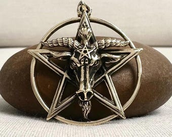 Handcrafted Brass | Baphomet Pendant | Goat Head Sigil Necklace | Gothic Pentagram Jewelry | Satanic Accessory | VINTZ