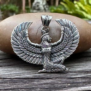 Handcrafted 925 Sterling Silver Ma&#39;at Pendant Egyptian Goddess Deity Maat Amulet Talismans Necklace Silver Jewelry Accessory Gift by VINTZ