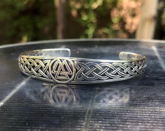 90s ヴィンテージ ハンドメイド シルバー925 ケルトノット バングル ハンドメイド 925 スターリングシルバー ヴァルクナット バイキング