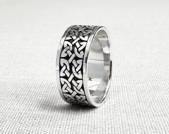 Handcrafted 925 Sterling Silver | Infinity Knot Ring | Celtic Endless Knot Bands | Viking Jewelry | VINTZ