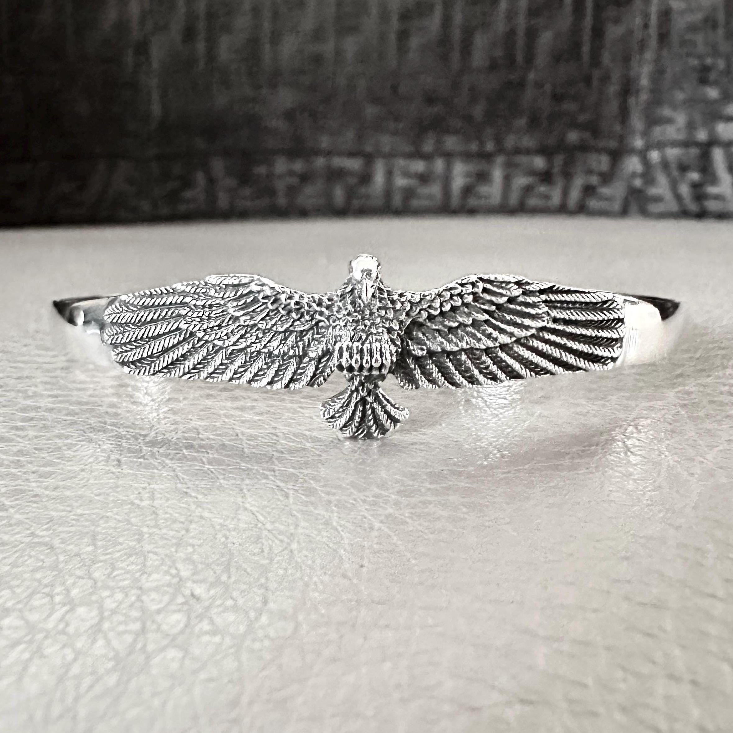 Handcrafted 925 Sterling Silver Eagle Cuff Bracelet Native
