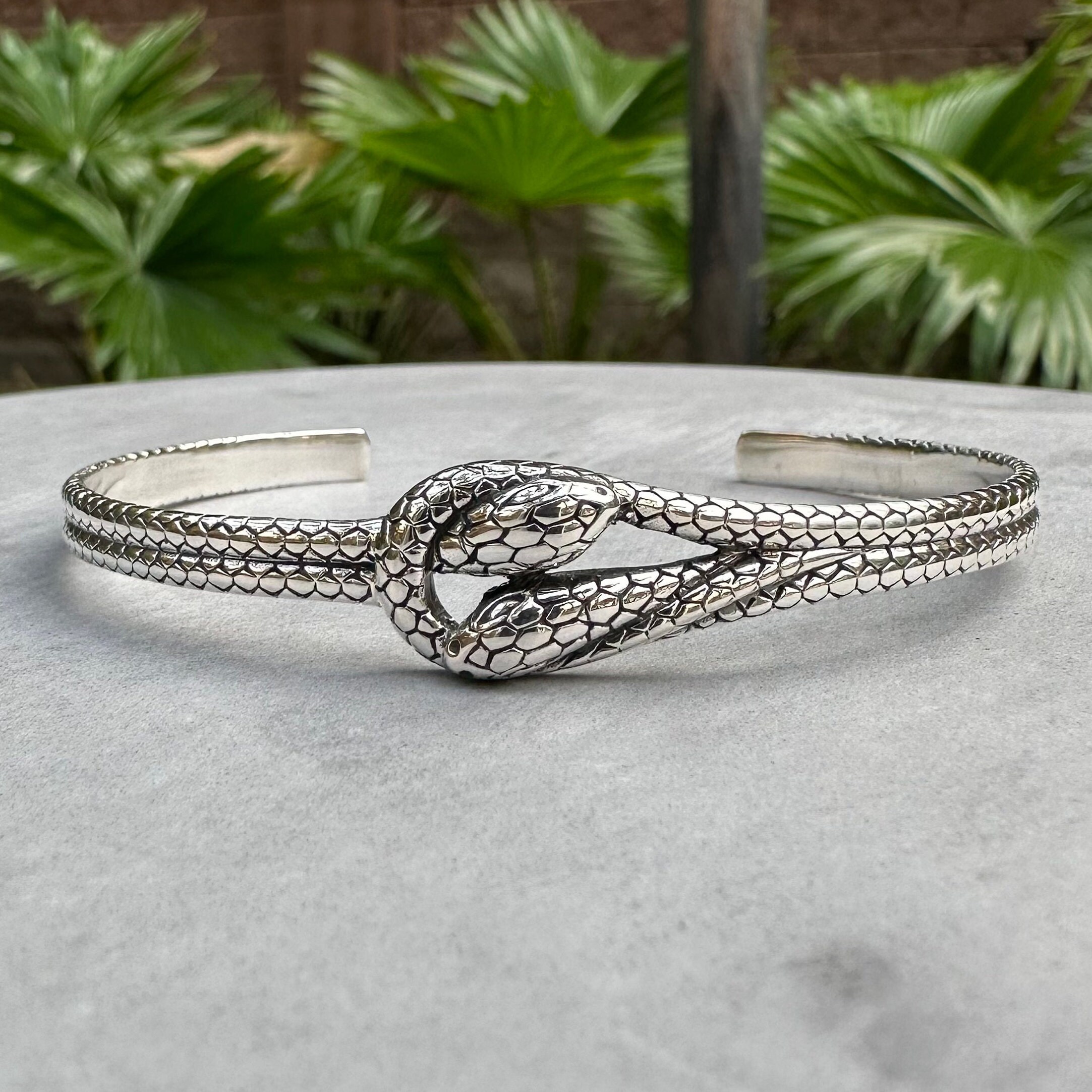 手作り925スターリングシルバースネークノットブレスレットブラック