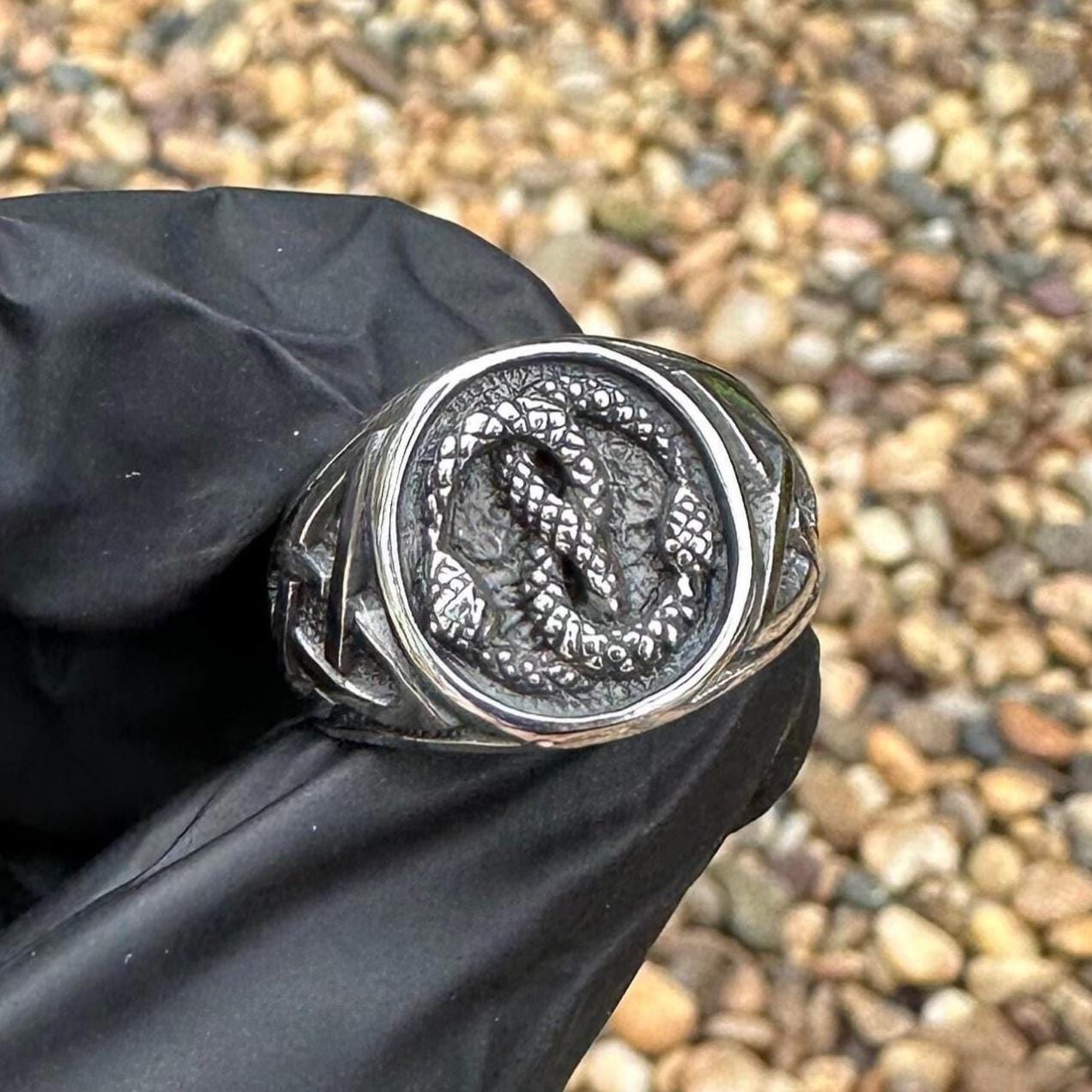 Handcrafted 925 Sterling Silver, Ouroboros Ring, Viking World