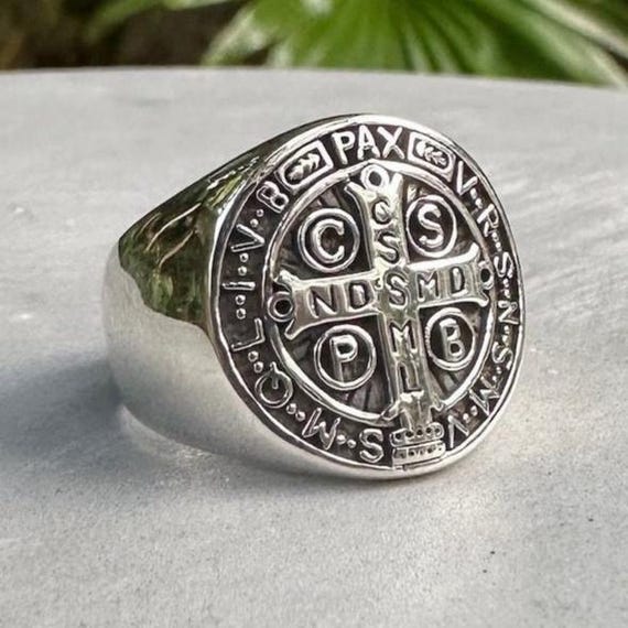 Croce Di San Benedetto In Argento Sterling 925 - 28x17 Mm - Unisex