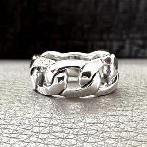 Handcrafted 925 Sterling Silver Cuban Link Ring Fashion Silver Jewelry Accessories Gift by VINTZ