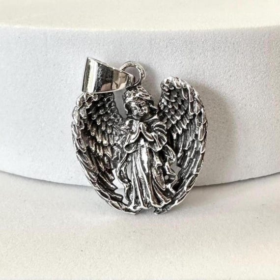 手作り925スターリングシルバー守護天使ペンダント天使の精霊大人妖精