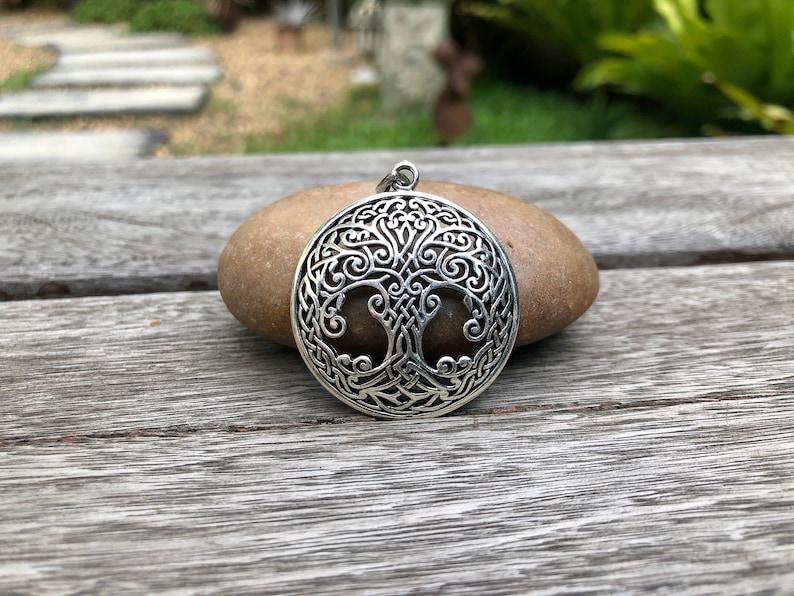 Arbre celtique de vie 925 pendentif en argent sterling, oxydé, artisanat image 1