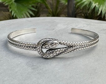 手作り925スターリングシルバースネークノットブレスレットブラック