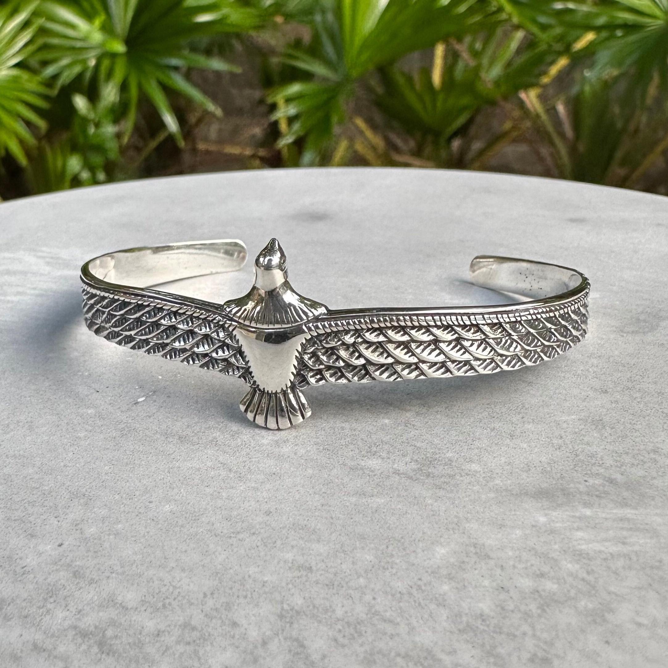 Handcrafted 925 Sterling Silver Bird Bracelet Native American