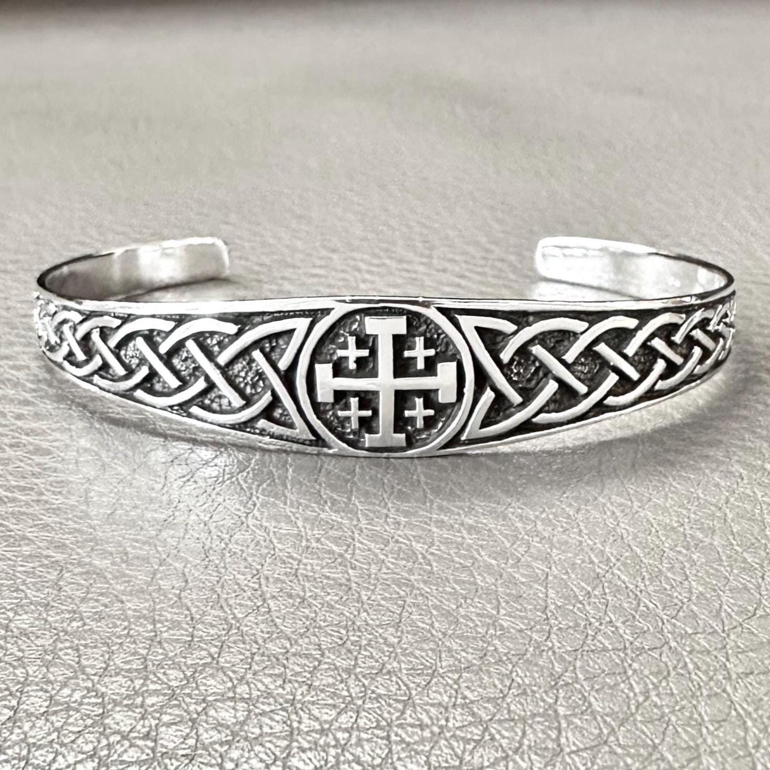 Handcrafted 925 Sterling Silver Jerusalem Cross Bracelet Jesus