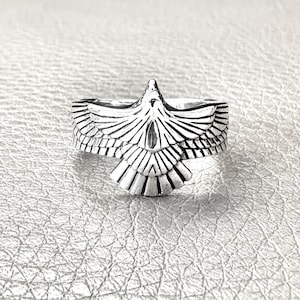 Handgemaakte ring van 925 sterling zilver | Adelaarsring | Indiaanse indianen | Valk | Sieradenaccessoires | VINTZ
