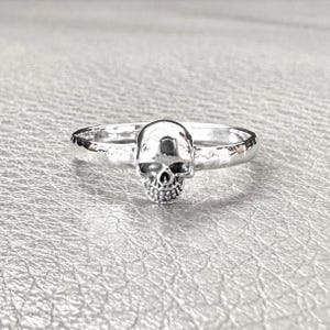 Handcrafted 925 Sterling Silver Small Skull Ring Gothic Pirate Skull Punk Skeleton Biker Ring Silver Jewelry Accessory Gift by VINTZ