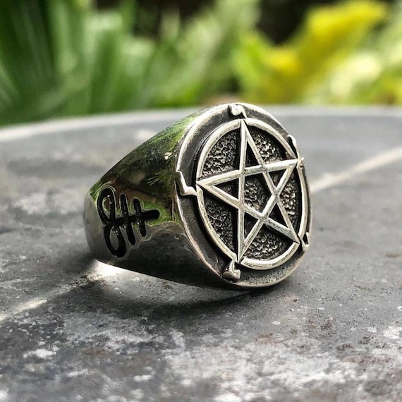 Handcrafted 925 Sterling Silver Pentagram Wiccan Leviathan Cross