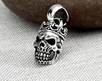 Pendentif Homme Femme Tête De Mort Biker Maya Dorée Croix Acier Or Argent Vert Collier + Chaîne