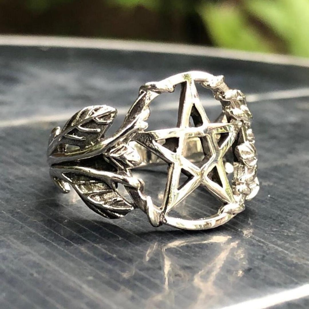 Handcrafted 925 Sterling Silver Pentagram Wiccan Pentacle Gothic