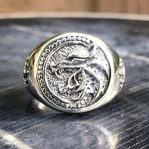 Handcrafted 925 Sterling Silver Fenrir Viking Wolf God Norse Mythology Ring Jewelry Accessories VINTZ
