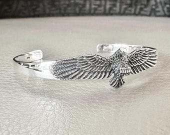 Handcrafted 925 Sterling Silver Eagle Cuff Bracelet Native