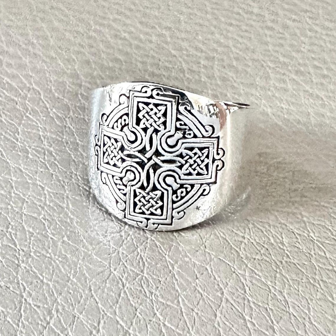 Handcrafted 925 Sterling Silver Celtic Cross Ring Viking Irish Cross ...