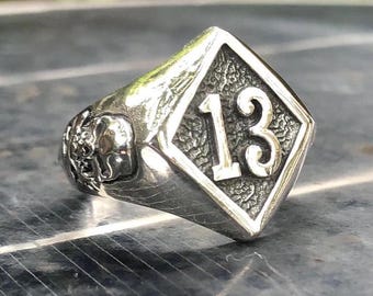 ハンドメイド 925 スターリングシルバー ダイヤモンド ラッキー13